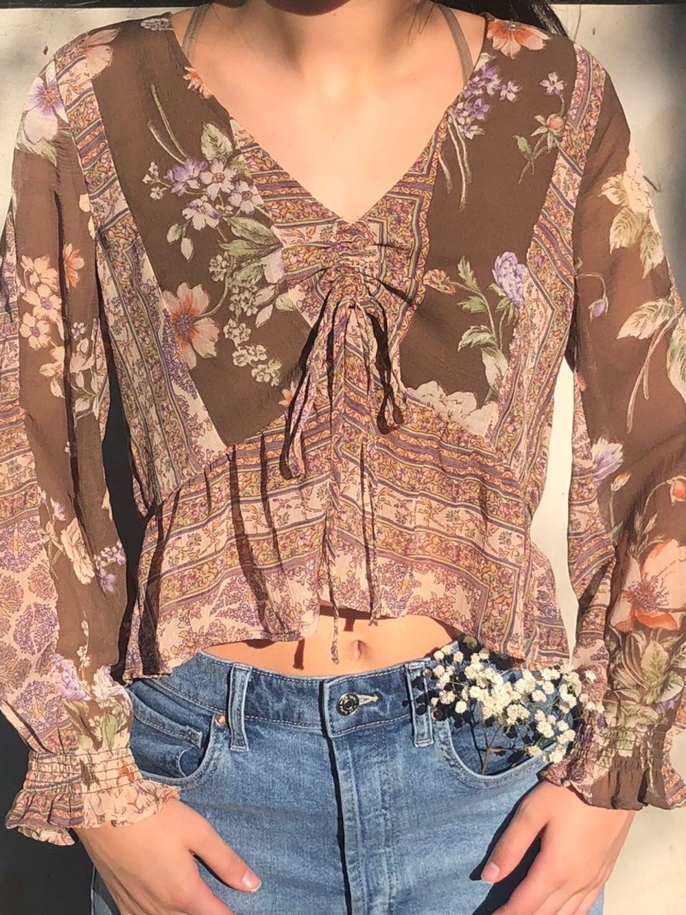American Eagle Outfitters Brown Floral Top
